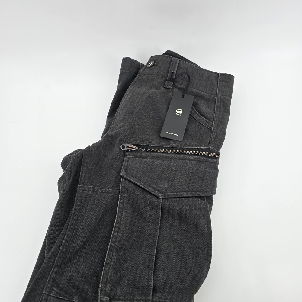 G-Star RAW Rovic Zip 3D Cargo Pants Mens Tapered Herringbone Faded Black 26x32
